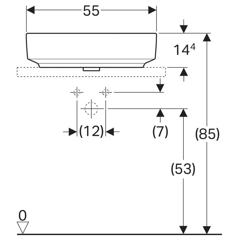 Габаритная схема Раковина Geberit VariForm 500.774.01.2 55 см