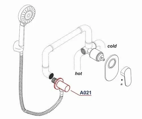 Габаритная схема Душевой комплект Wasserkraft Berkel A16028 Thermo