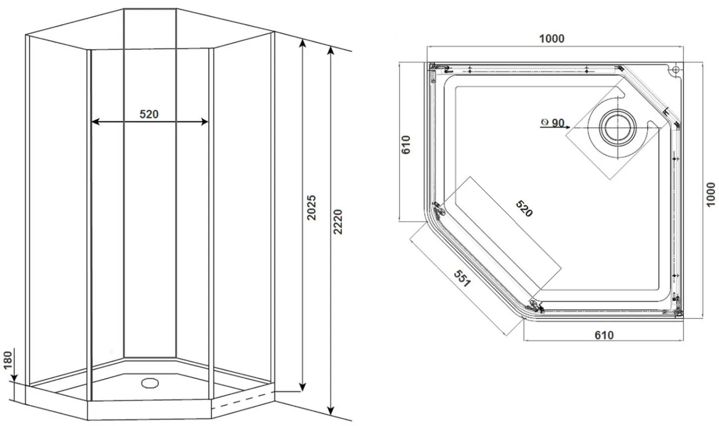 Габаритная схема Душевая кабина Timo Premium ILMA 701