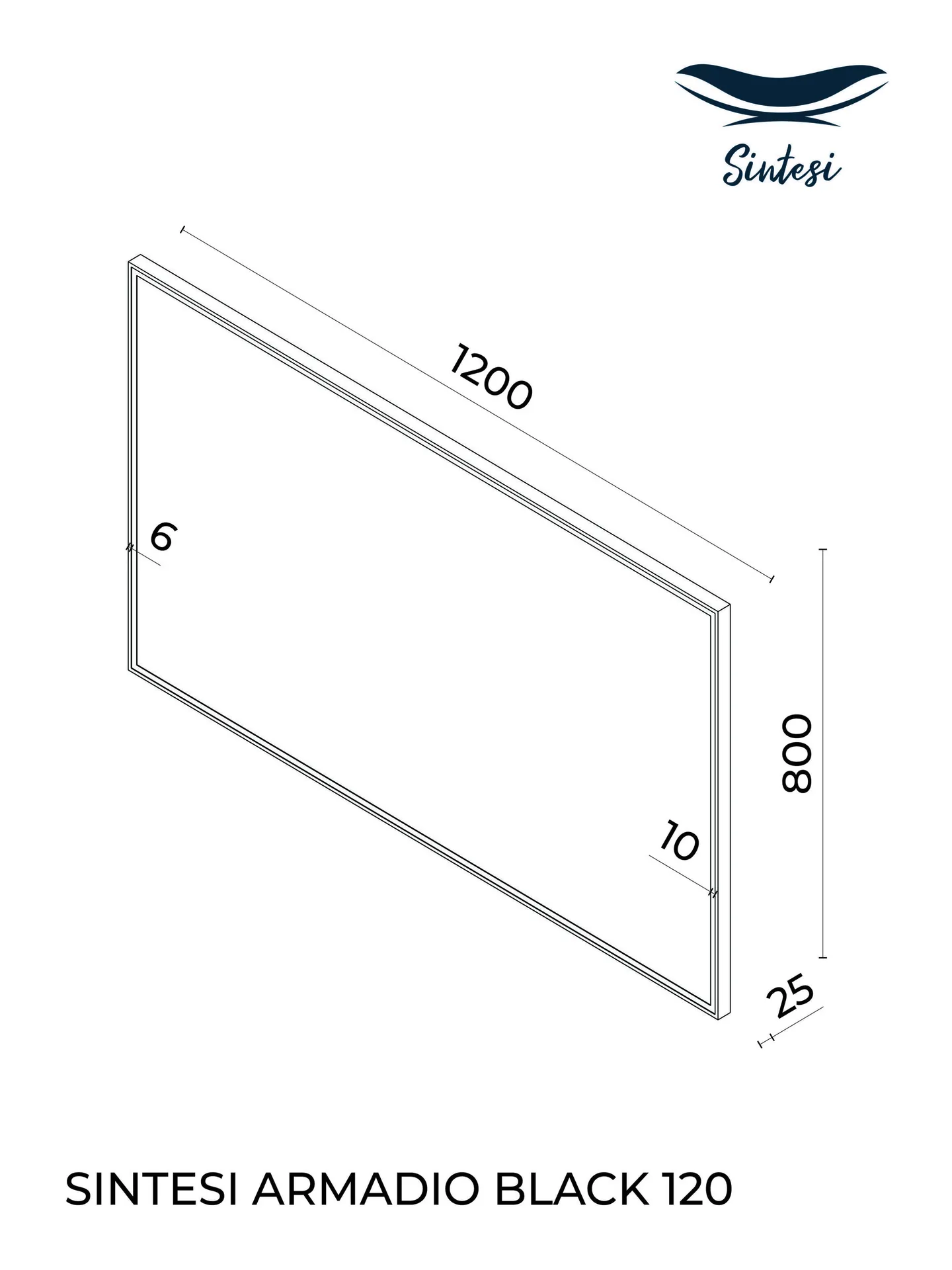 Габаритная схема Зеркало Sintesi Armadio black 120