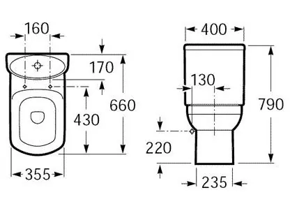 Габаритная схема Бачок для унитаза Roca Dama Senso 341517000