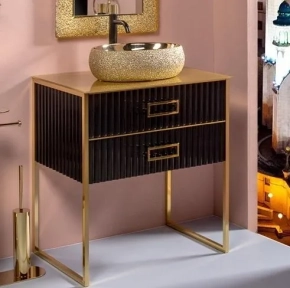 Тумба под раковину Armadi Art Monaco h74 100 черный глянец, золото 