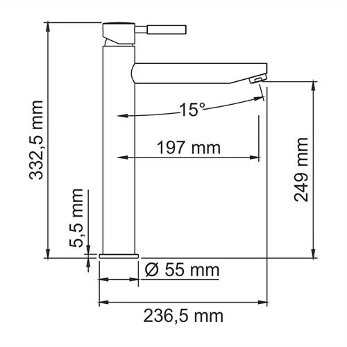 Габаритная схема Смеситель Wasserkraft Main 4103H для раковины