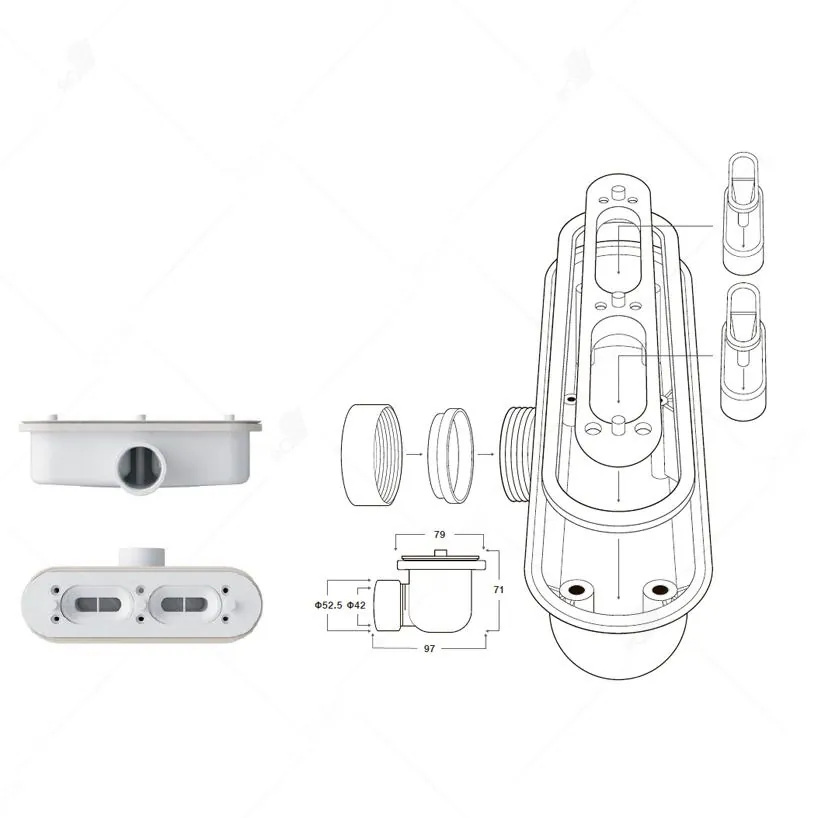 Габаритная схема Поддон для душа RGW STL 140х80