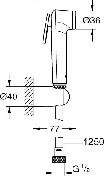 Габаритная схема Гигиенический душ Grohe Tempesta-F Trigger Spray 27812IL1