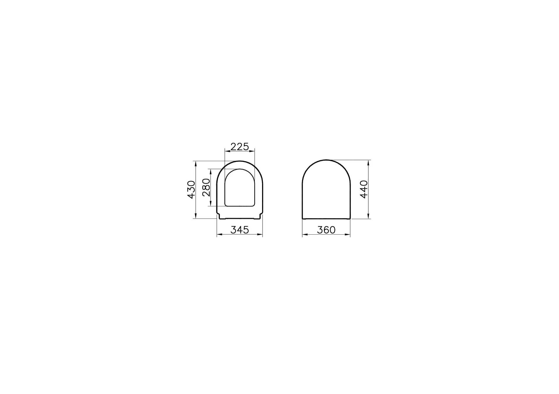 Габаритная схема Крышка-сиденье Vitra Zentrum 94-003-009 с микролифтом
