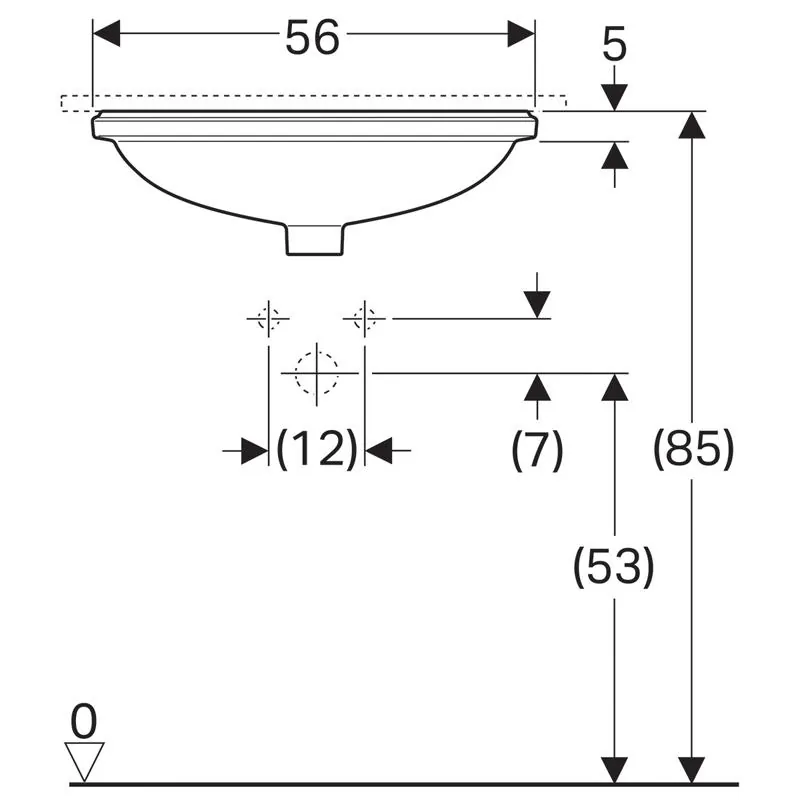 Габаритная схема Раковина Geberit VariForm 500.752.01.2 56 см