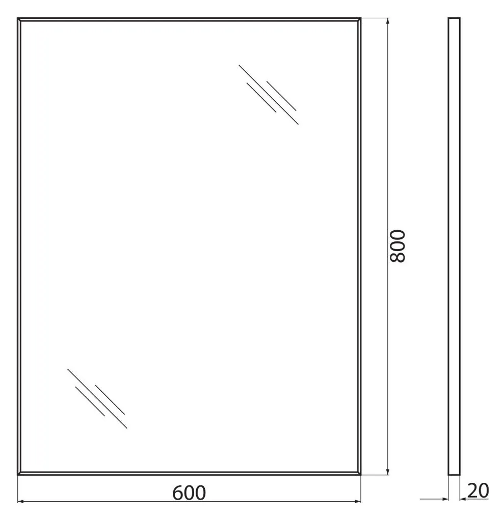 Габаритная схема Зеркало BelBagno SPC-AL-600-800