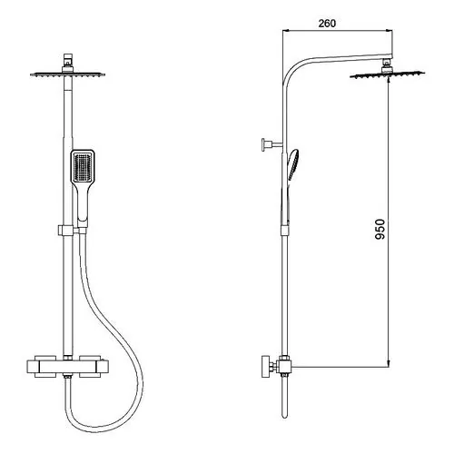Габаритная схема Душевая стойка RGW Shower Panels SP-22
