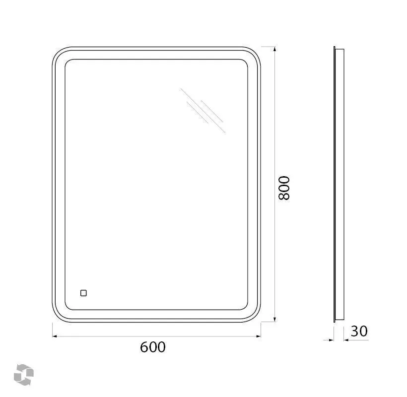 Габаритная схема Зеркало BelBagno SPC-MAR-600-800-LED-TCH