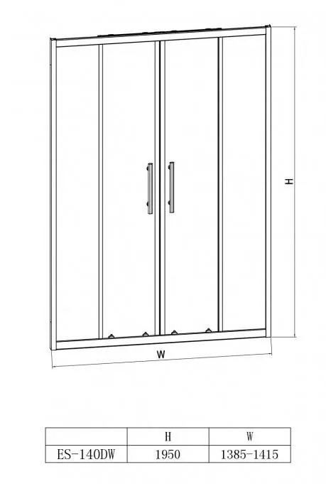 Габаритная схема Душевая дверь Esbano ES-140DW 140