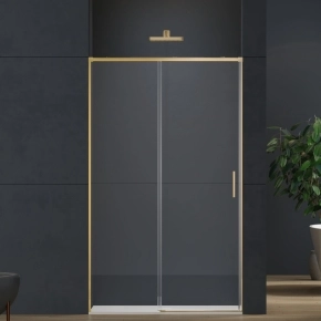 Душевая дверь в нишу Vincea Софт 2 (Soft 2) VDS-3SO2140CLG 1400 брашированное золото стекло прозрачное 