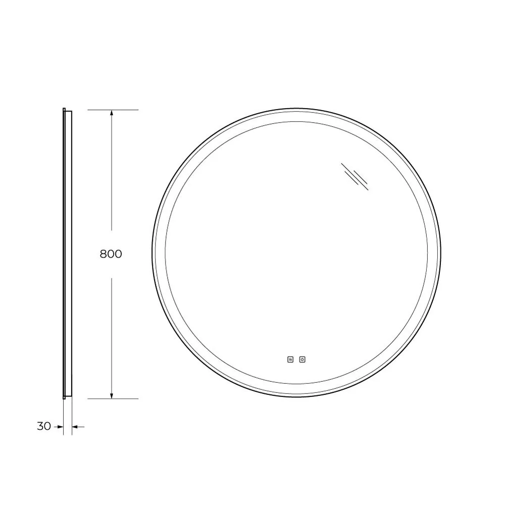 Габаритная схема Зеркало BelBagno SPC-RNG-800-LED-TCH-SND