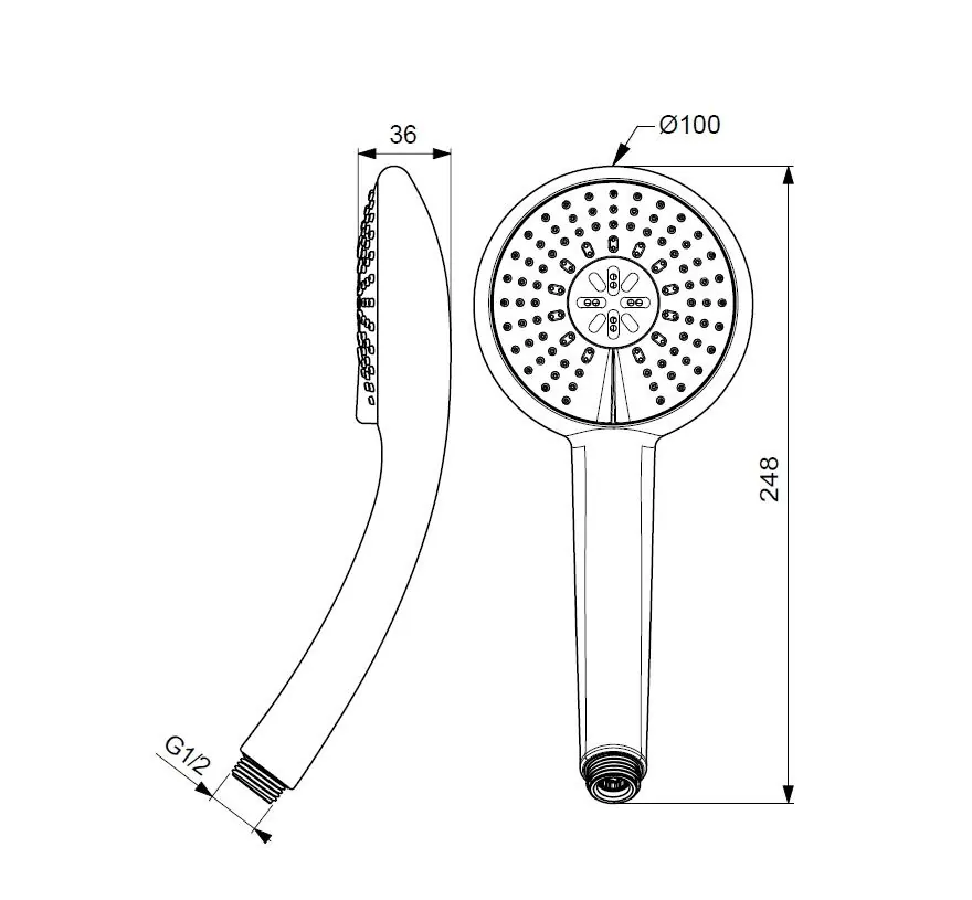 Габаритная схема Душевая лейка Vidima Fresh BA210AA