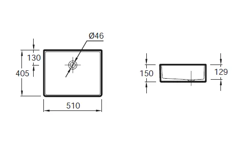 Габаритная схема Раковина Jacob Delafon Delta EVH001-00 50 см