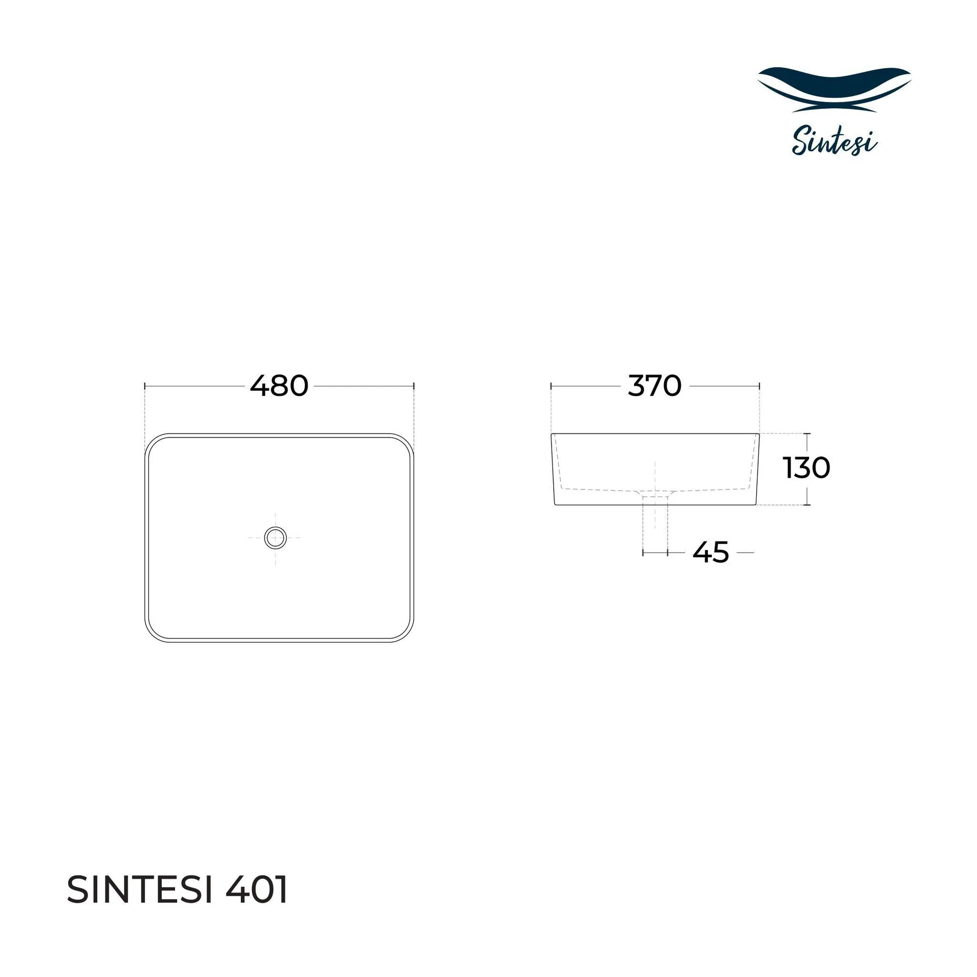 Габаритная схема Раковина Sintesi LVB-APP-401 50 см