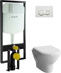 Комплект Vitra Zentrum 9012B003-7206 (унитаз с инсталляцией, сиденье с микролифтом, клавиша хром) 