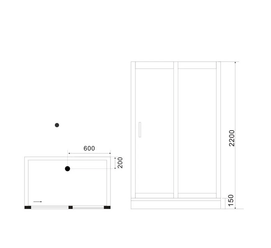 Габаритная схема Душевая кабина Black&White Galaxy G5509 120х90