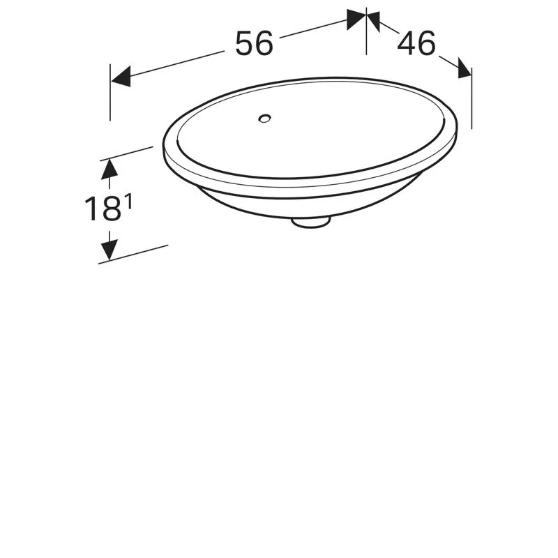 Габаритная схема Раковина Geberit VariForm 500.752.01.2 56 см