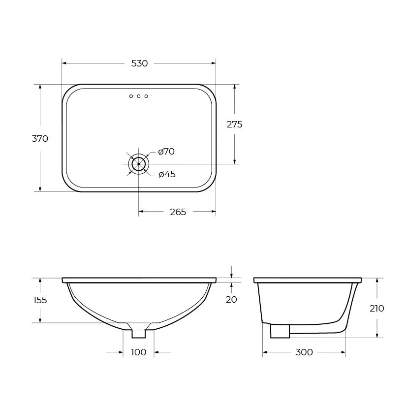 Габаритная схема Раковина BelBagno BB1006