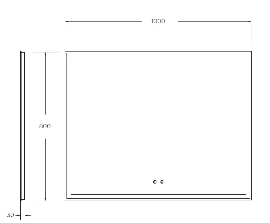 Габаритная схема Зеркало BelBagno SPC-GRT-1000-800-LED-TCH-SND