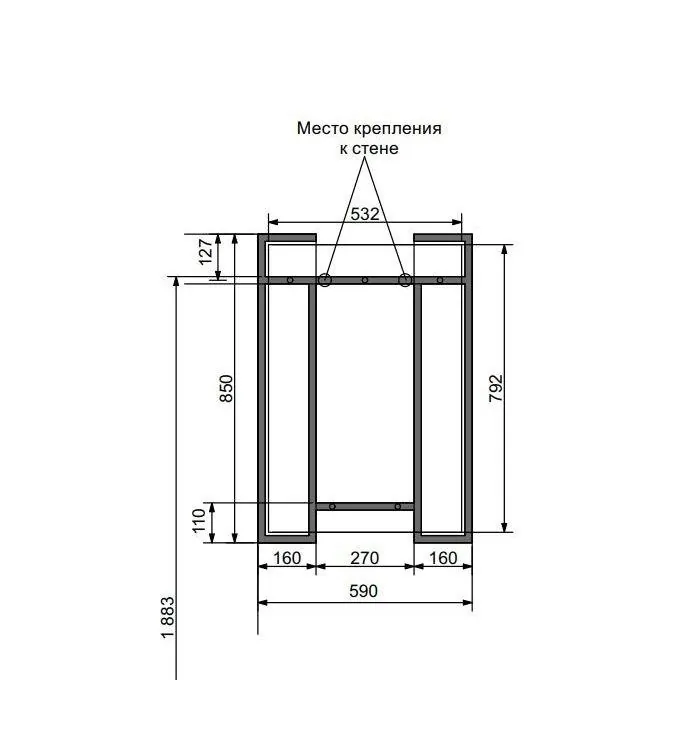Габаритная схема Зеркало Эстет Comfort Loft 85