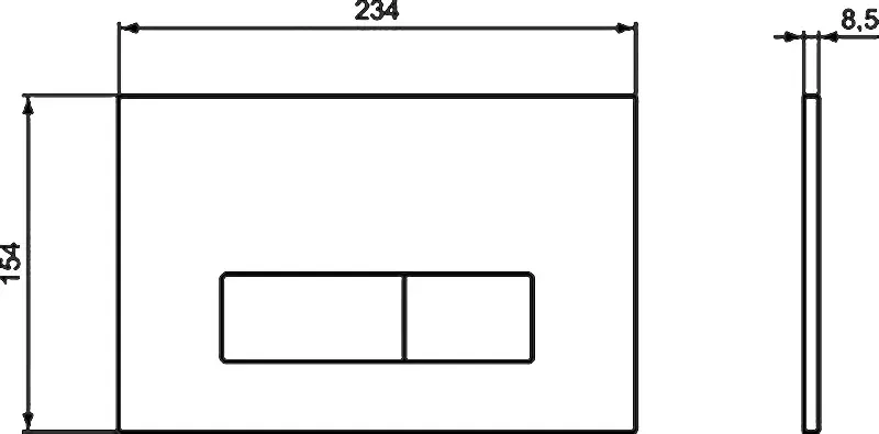 Габаритная схема Кнопка смыва Ideal Standard Oleas R0121A6 черный матовый