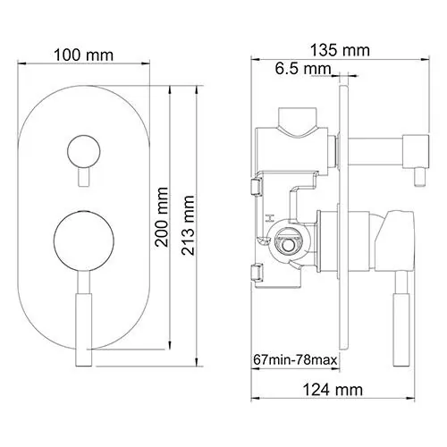 Габаритная схема Душевой комплект Wasserkraft Main A16169