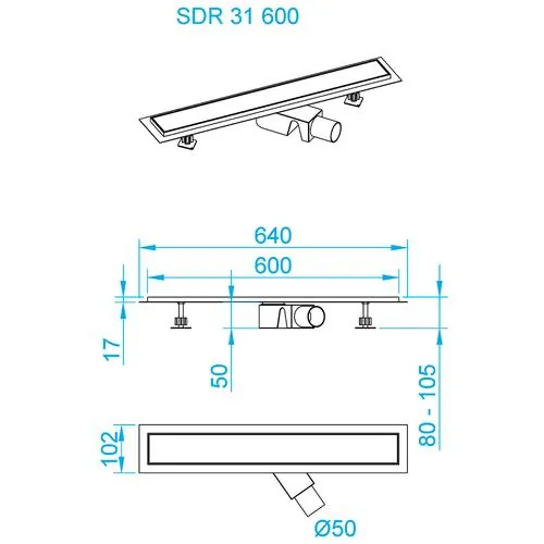 Габаритная схема Душевой трап RGW Shower Drain SDR-31 47213160-01