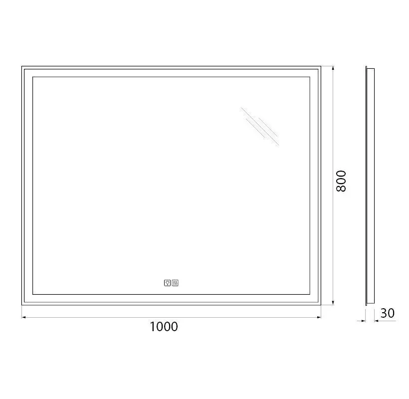 Габаритная схема Зеркало BelBagno SPC-GRT-1000-800-LED-TCH-WARM