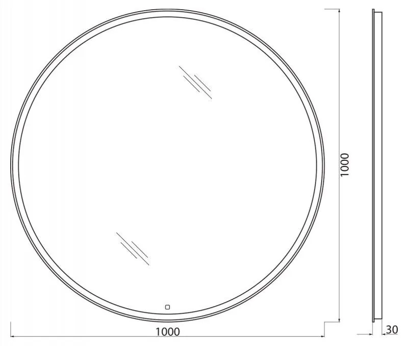 Габаритная схема Зеркало BelBagno SPC-RNG-1000-LED-TCH