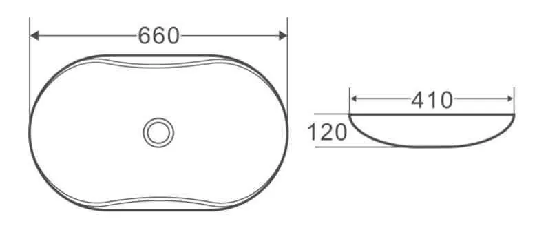 Габаритная схема Раковина BelBagno BB1334 65 см