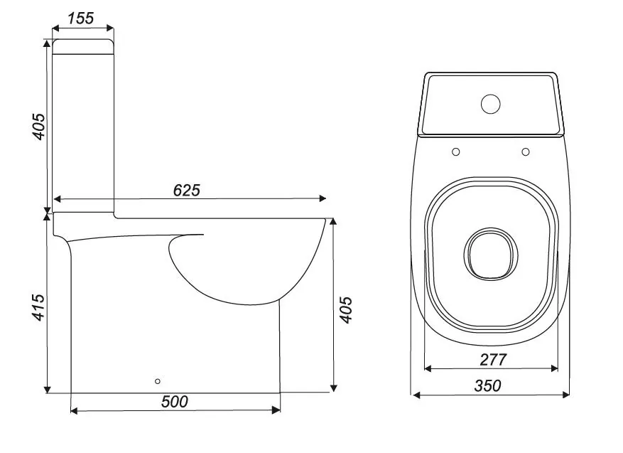 Габаритная схема Унитаз-компакт Sanita luxe Quadro QDRSLCC01040522 с микролифтом