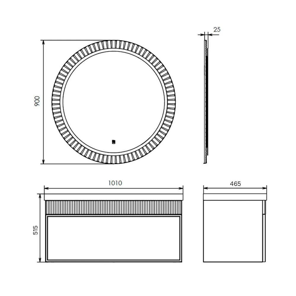 Габаритная схема Тумба с раковиной Comforty Мадрид 100M серый шёлк