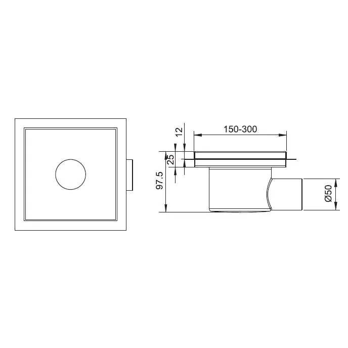 Габаритная схема Душевой трап RGW Shower Drain SDR-11 Q 21211120-02