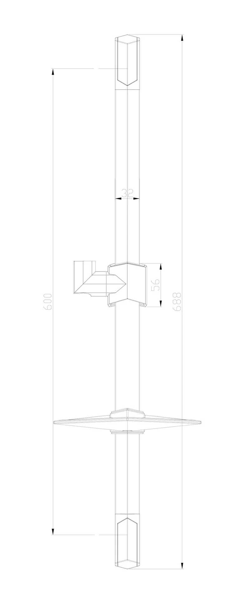 Габаритная схема Душевая штанга Lemark LM8066C
