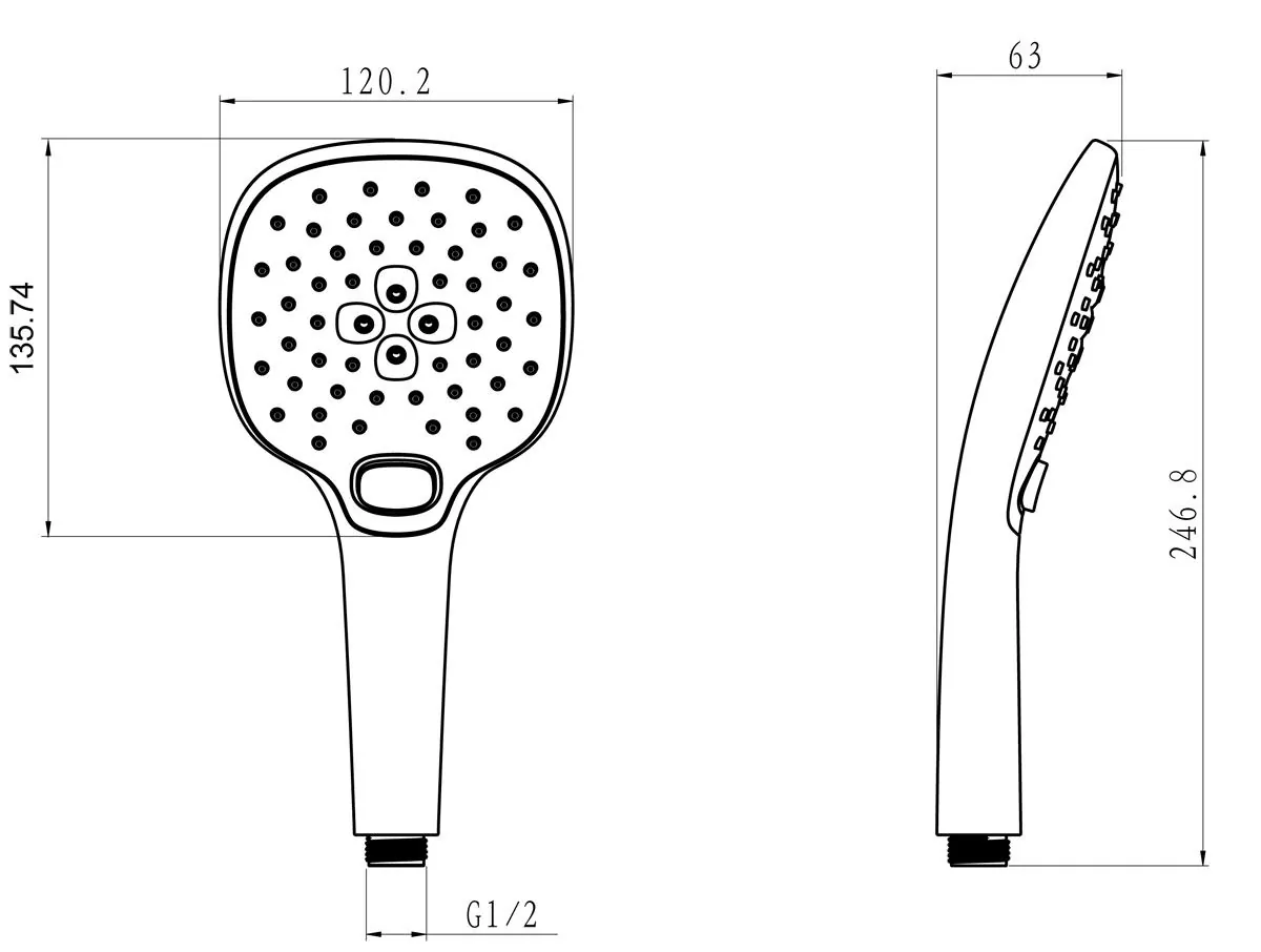 Габаритная схема Душевая лейка Lemark LM0817C
