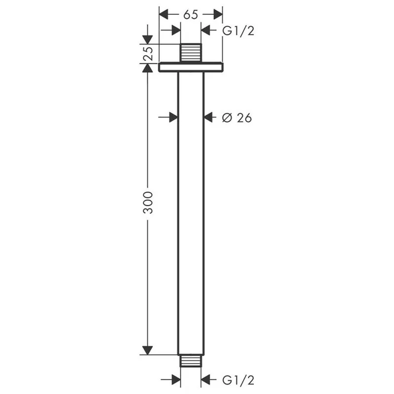 Габаритная схема Кронштейн для верхнего душа Hansgrohe Vernis Shape 26407670