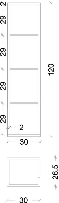 Габаритная схема Шкаф-пенал Armadi Art Loft 30 белый открытый