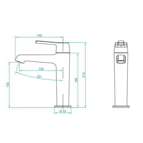 Габаритная схема Смеситель RGW Shower Panels SP-301B для раковины