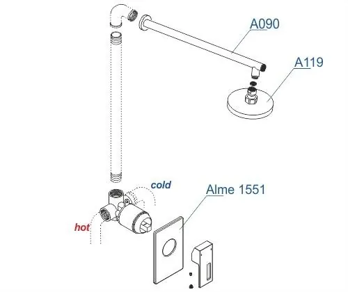 Габаритная схема Душевой комплект Wasserkraft Alme A12119