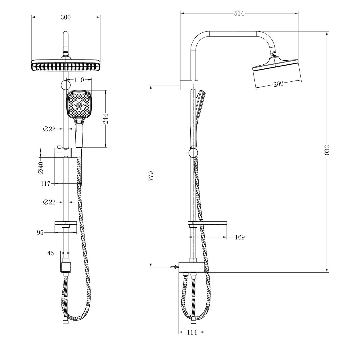 Габаритная схема Душевая стойка Lemark LM8811C