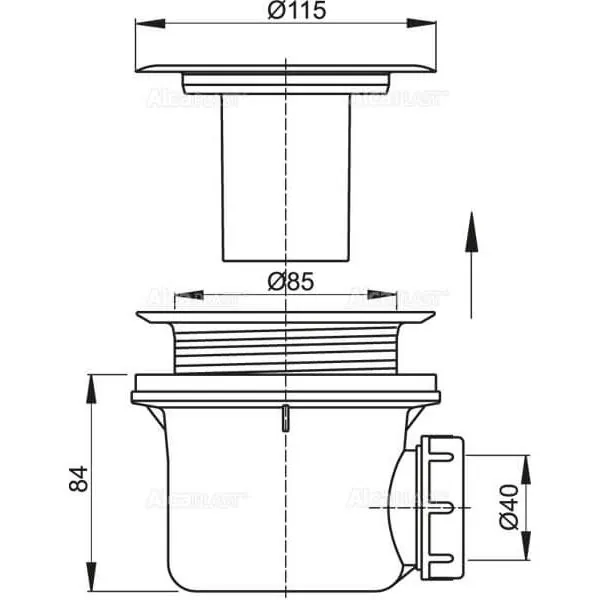 Габаритная схема Сифон для поддона RGW Stone Tray A-048