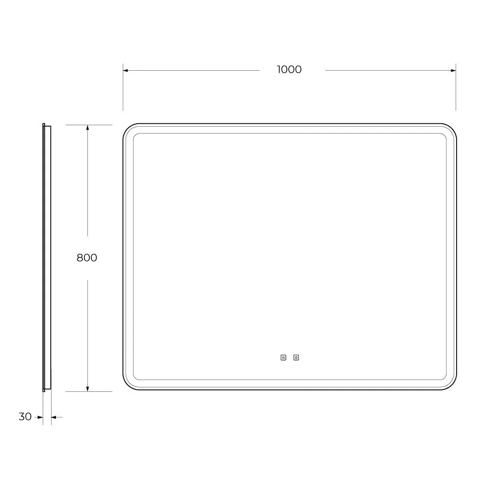 Габаритная схема Зеркало BelBagno Marino SPC-MAR-1000-800-LED-TCH-SND