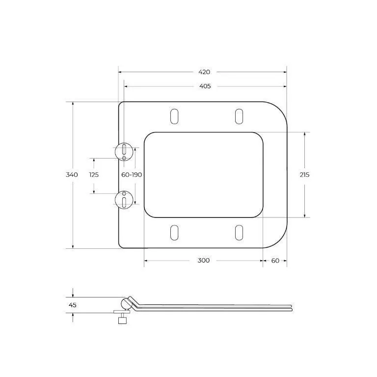 Габаритная схема Унитаз подвесной BelBagno Due 2.0 BB7107CHR/SC
