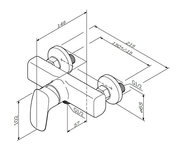 Габаритная схема Смеситель AM.PM Spirit 2.1 F71A20000 для душа