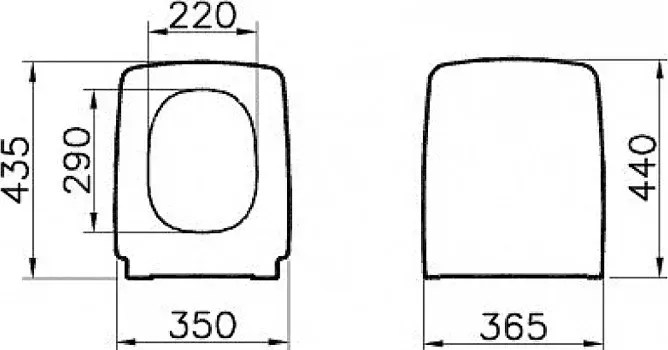Габаритная схема Крышка-сиденье Vitra Metropole 90-003-009 с микролифтом