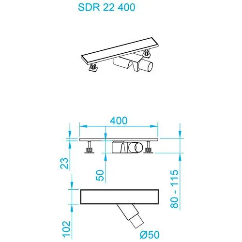 Габаритная схема Душевой трап RGW Shower Drain SDR-22B 47212240-04