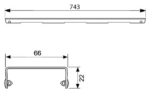 Габаритная схема Решетка TECE TECEdrainline Lines 600821 матовая 80 см