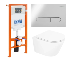 Комплект BelBagno Tre BB8001CHR/SC/BB002-80/BB005-PR-CHROME кнопка смыва хром глянец 